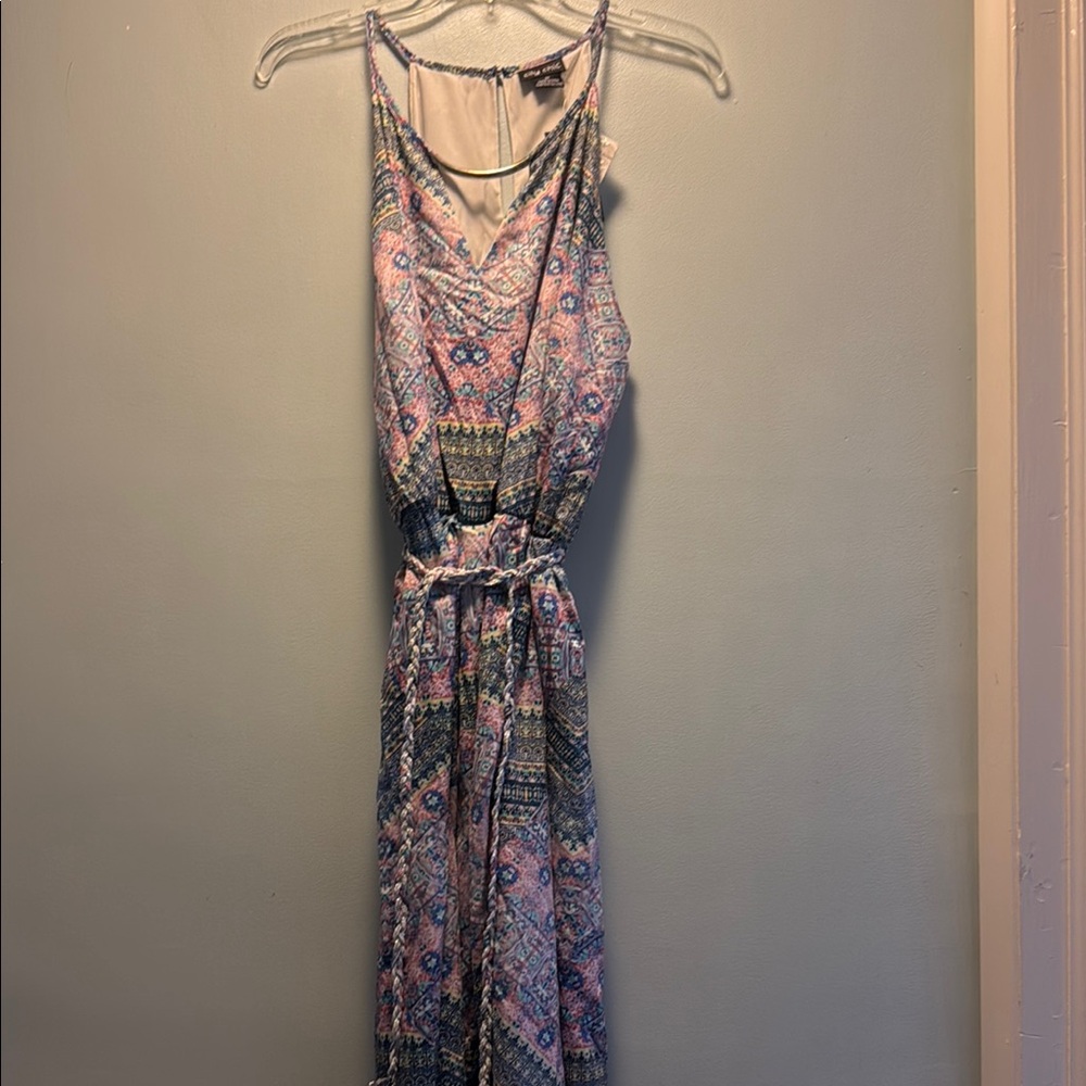 City Chic Pink and Blue Spaghetti Strap Maxi Sundress